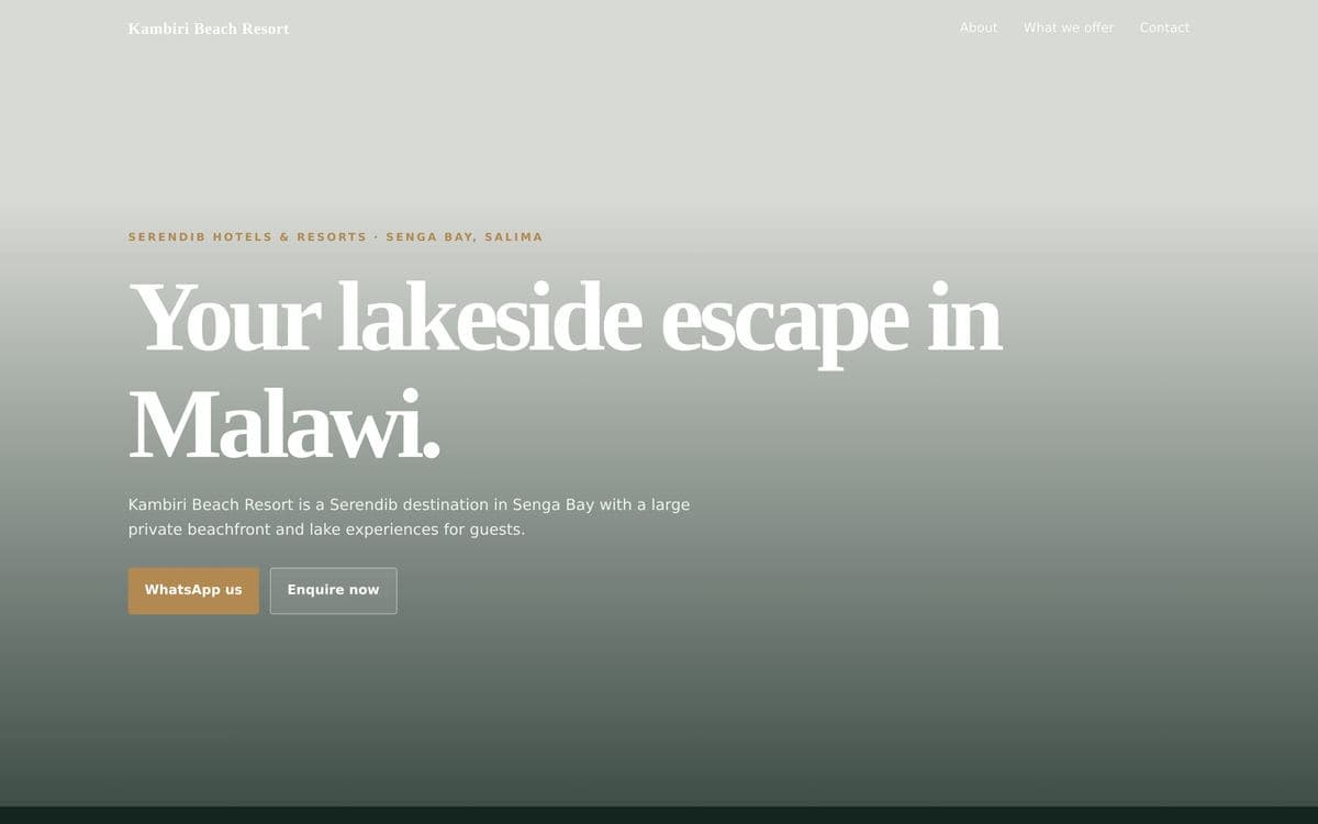 Kambiri Beach Resort website