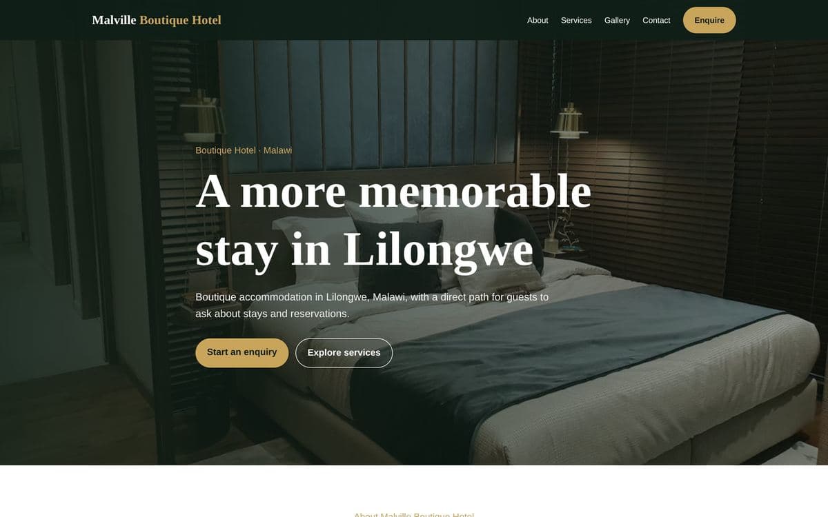 Malville Boutique Hotel website