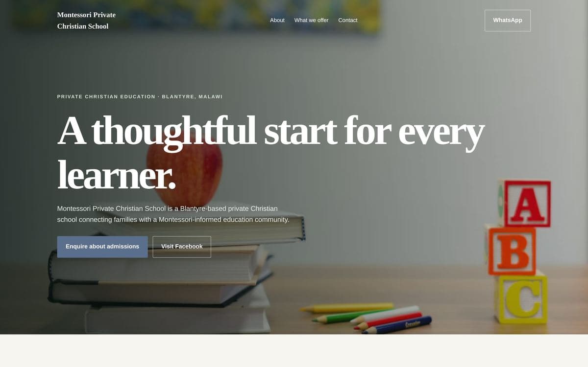 Montessori Private School website