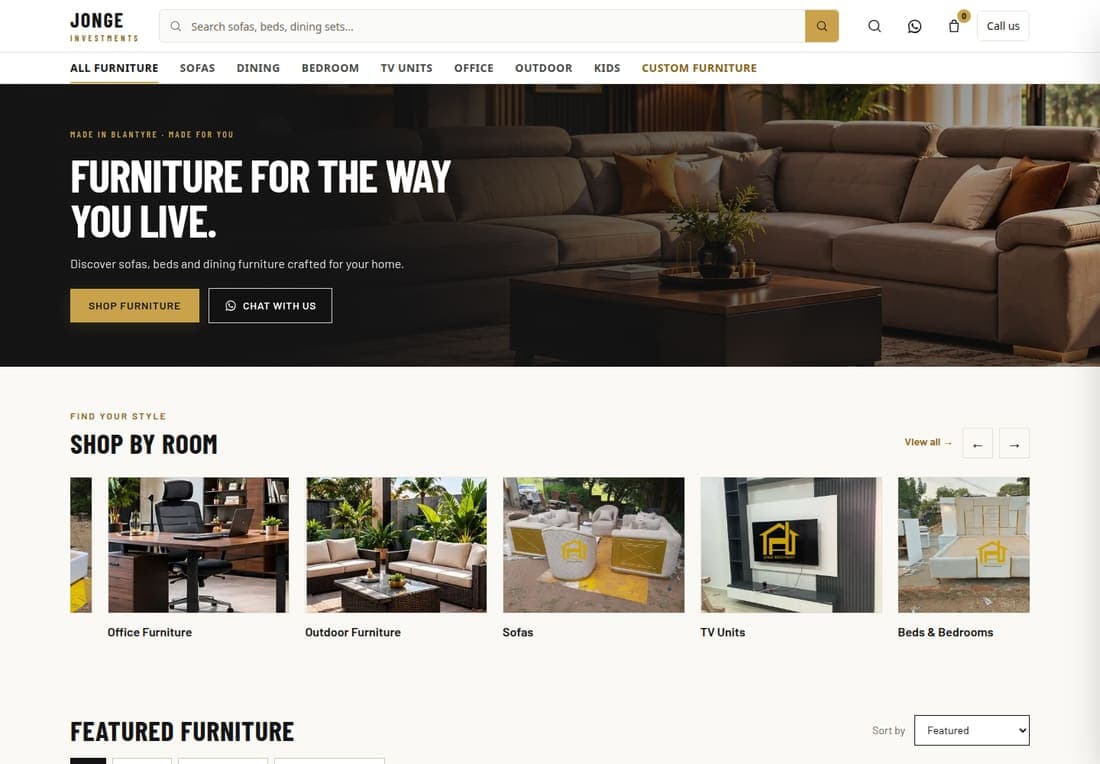 Jonge Investments website